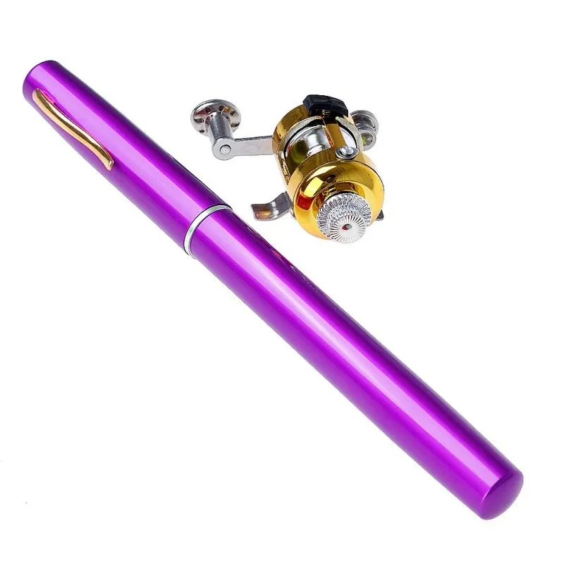 Карманная портативная телескопическая Мини Удочка из алюминиевого сплава в форме ручки Удочка с катушкой 6 цветов