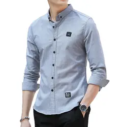 2018 Новый длинным рукавом Для мужчин рубашки социальной отложной воротник M-3XL плюс Размеры мужская одежда рубашки Soli рубашки Для мужчин