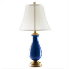 Rural Deep Blue Ceramic Fabric E27 Table Lamp for Living Room Bedroom Bedside Lighting H 66cm 1530