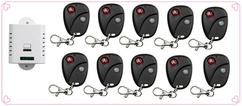 

2017 New 85V 110V 120V 220V 250V 10A 1CH RF wireless remote control switch System, 10 X Transmitter + 1 X Receiver,315/433 MHZ