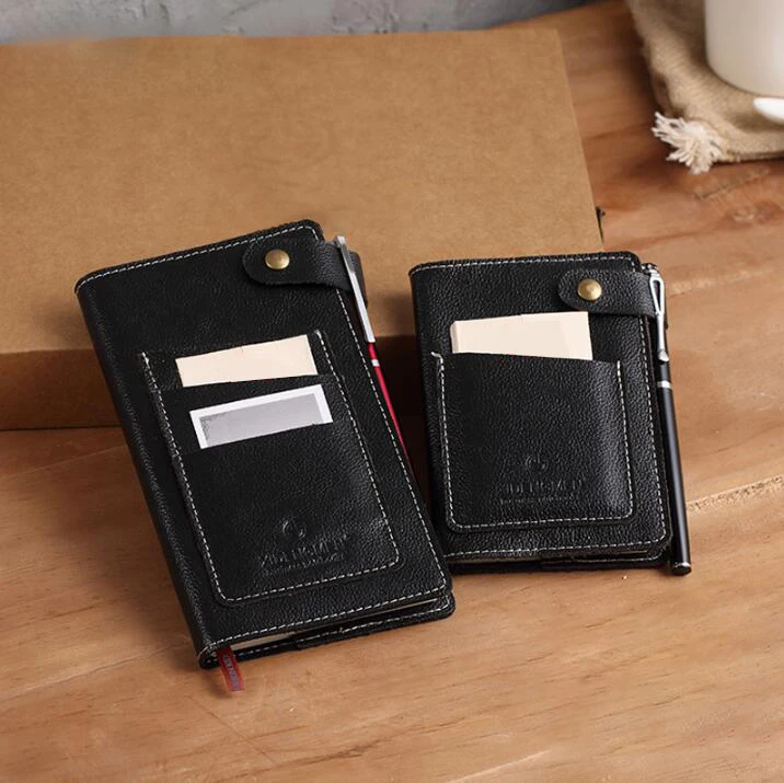 

K&KBOOK Genuine leather Notebook A5 A6 A7 Diary Journal Mini Notepad with Pocket Office Planner School Office