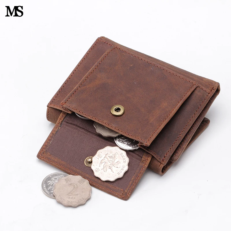 Men Bifold Wallet ID Cards Holder Coin Pocket Bag Button Slim Leather Purse 6A