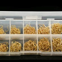 500 шт. Золотая рыбка Крючки 3#-12# высокоуглеродистой Сталь рыбы джиг Крючки С Отверстием Карп Рыбалка снасти Box