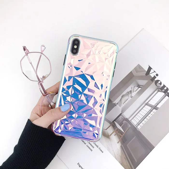 

Luxury Silver Laser Grid Phone Case for Iphone X Xs Max Glitter Soft Tpu Silicone Case for Iphone 6s 7 8plus X Back Cover