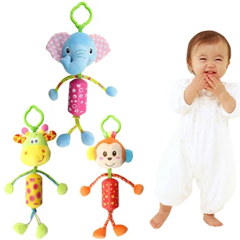 

New 0-3-year-old kids cartoon baby carriage bell hanging baby rattles toys