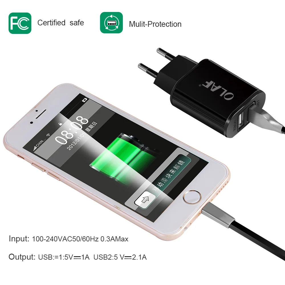 Олаф 5V 2.1A USB Зарядное устройство для iPhone Xs X 8 7 6s ЕС для быстрого настенного Зарядное устройство для samsung S10 S9 S8 Xiaomi mi 9 mi 8 мобильный телефон Зарядное устройство