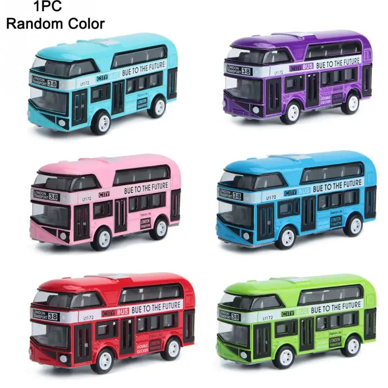 

1PC Alloy Car Model Pull Back Alloy Children Car 1:43 Simulation London Double Decker Bus 10*3*4.5cm distribute randomly