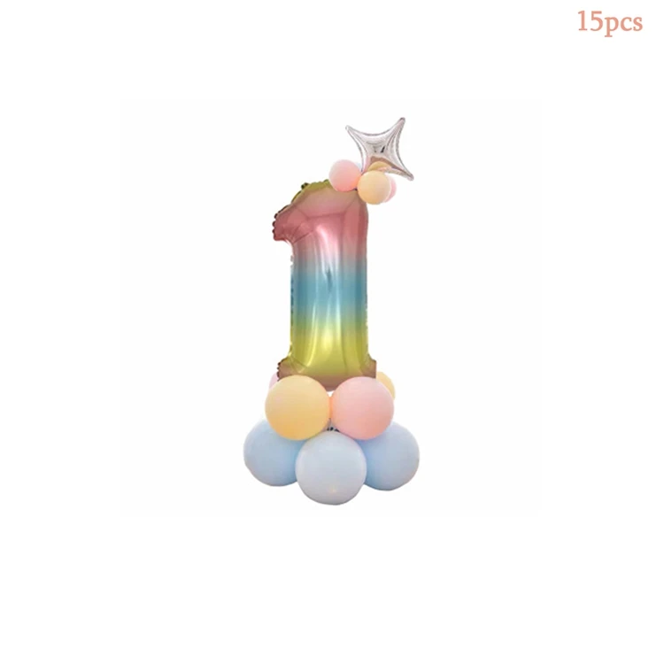 LAPHIL воздушные шары для первого дня рождения, голубые, розовые латексные воздушные шары, украшения для первого дня рождения, Детские вечерние принадлежности на один год - Цвет: Macaron 1