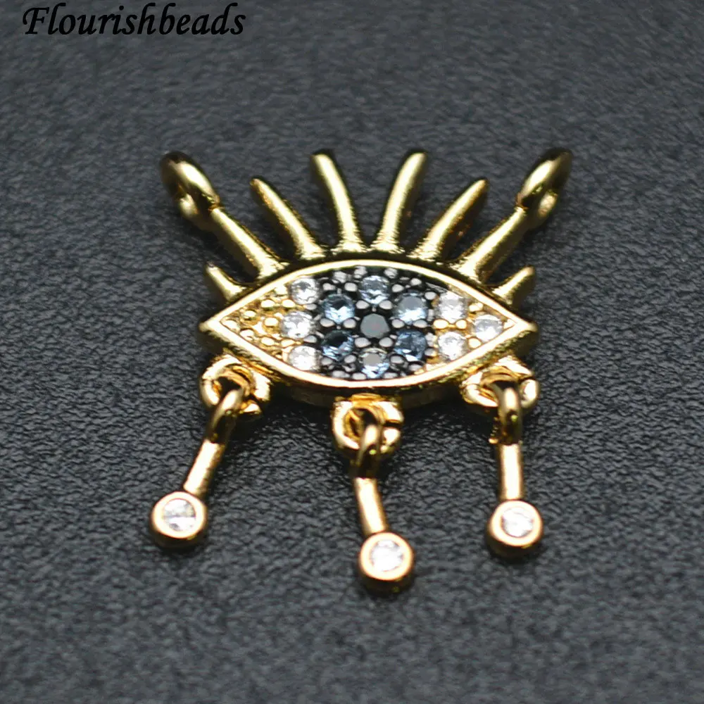 

Multi Color CZ Beads Setting Crown Eye Shape Metal Charms DIY Jewelry Findings 50pc/lot Nickle free