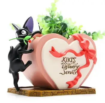 

Miyazaki hayao evil female black cat ji jiji rose heart resin flowerpot hand doll set pieces