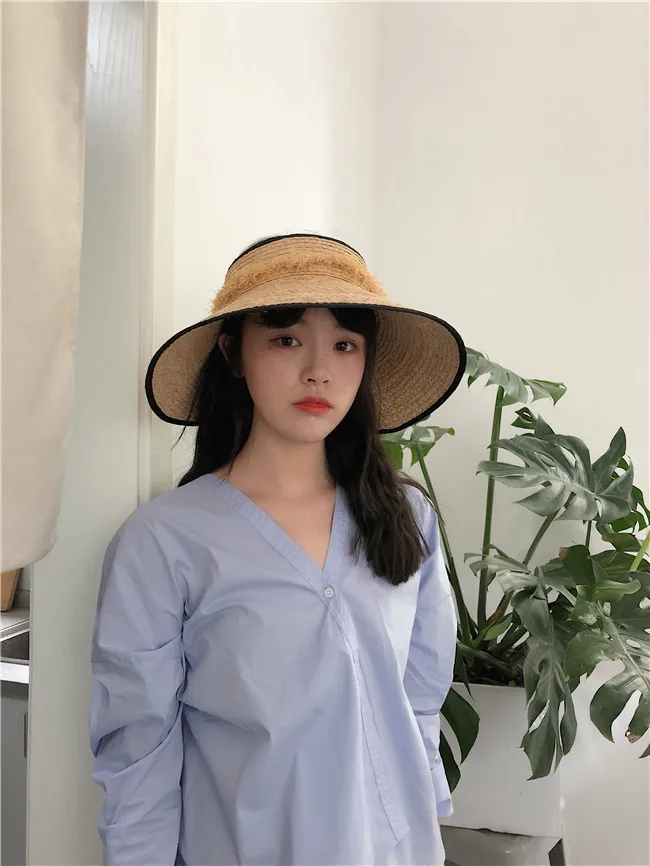  Sun hat summer hat for women beach hat ladies straw  raffia hat sun visor hat women sun visor straw raffia sun visor caps (6)