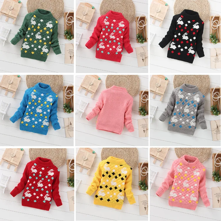 

Korean Winter Wear Round Neck Stretch Shirt Sweater Cartoon Candy Color Knitted Sweater Children Knitwear