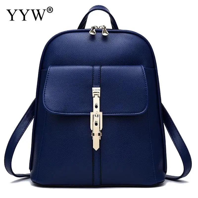 

New Spring Autumn Design Women Preppy PU Leather Double Zipper Solid Teenage backpacks Ladies School bags