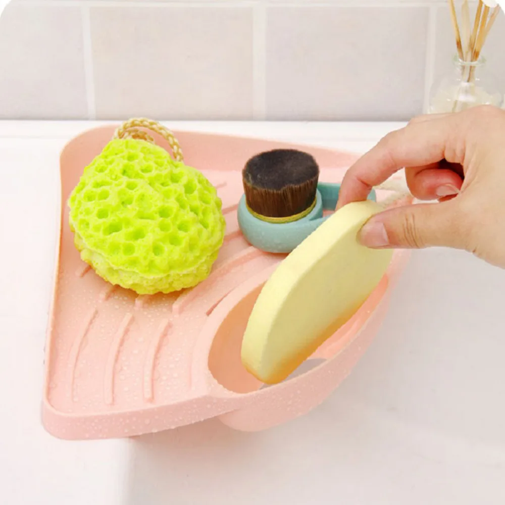 u-hoMEy Kitchen Sink Corner Storage Rack Dish Cloth Sponge Holder Bathroom Soap Dish Storage 4 Colors