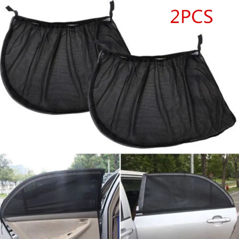 

2Pcs Slip On Window Nylon Mesh Shades Car UV Protection Curtain Sunshade Cover Lightweight Foldable Car Curtains