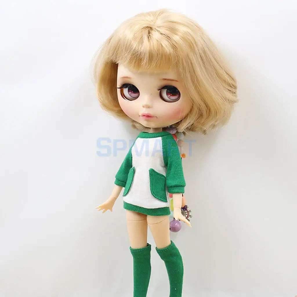 Long Sleeve Dress and Socks Set for  AZONE, Licca Doll 1/6 Scale Blythe Doll Outfit Clothes 28cm Dolls' Accessories Girls Gifts