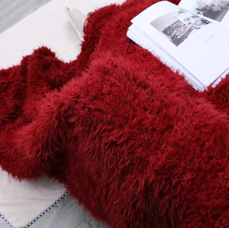 Бордовый из искусственного меха бросить Одеяло для дивана приятные кровать плюшевые Одеяло для детей декор для детских комнат