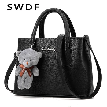 

SWDF Women's Shoulder Bag New Women's Brand Name Designer Luxury Leather Women's Bag Lady Messenger Bag Lady Bear Hanging Clutch