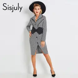 Sisjuly 2018 пальто для Женская мода Длинные рукава однобортный Хаундстут средней длины chic Пальто узкого кроя Регулярный куртка пальто