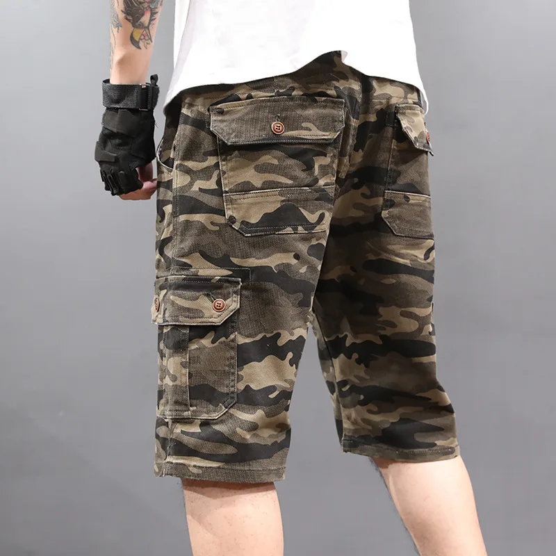 YUSKYMen Camouflage Summer Cool Relaxed-Fit Rugged Cargo Shorts