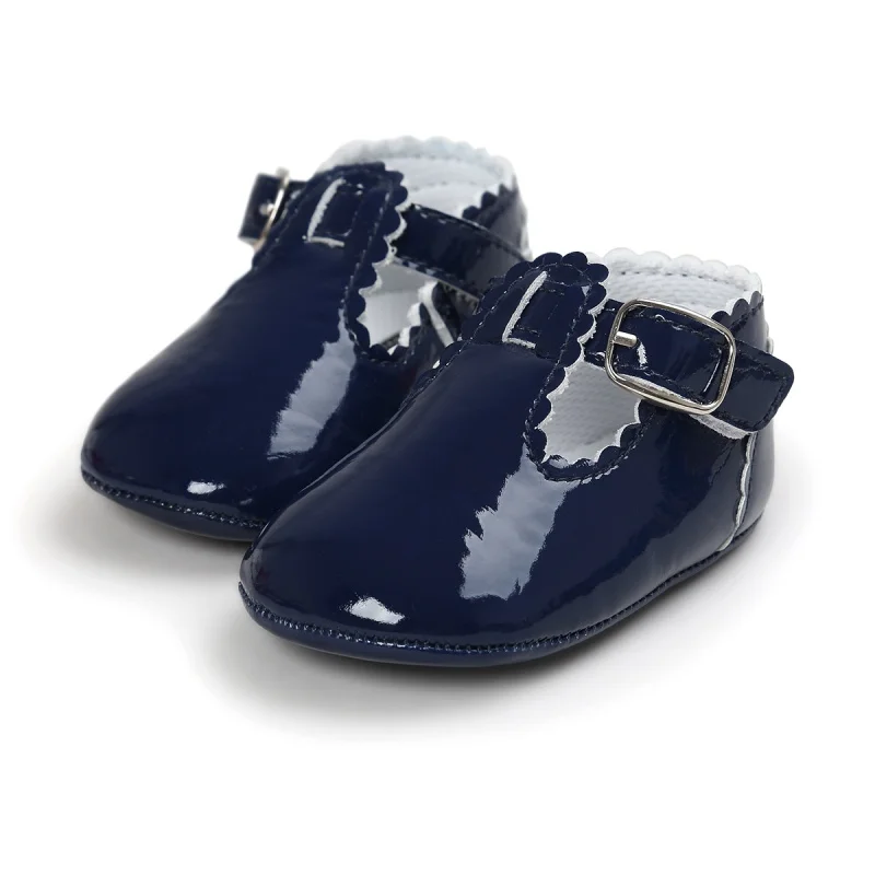 

New Vintage Toddler Baby Girl Spring And Autumn PU Solid Color Princess Baby Shoes Anti-slip Crib Shoes Prewalker