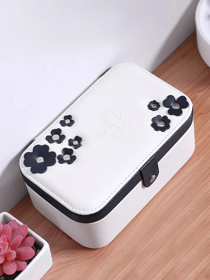 Best Selling Fashion Leather Jewelry Box Simple layout 2 Layers Makeup Organizer Earrings Ring Necklace Storage Box