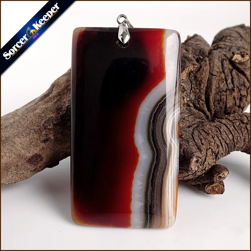 

Men's Fashion Red & Black Natural Botswana Onyx Agates Stone Pendants for Rectangle Charm Jewelry Making Good Quality ZS061