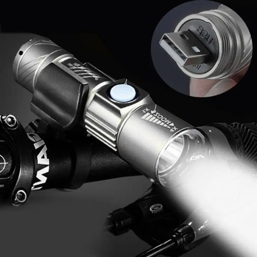 

2017 NEW Adjustable LED Zoom 3000LM MINI USB Rechargeable Flashlight Torch Portable 724