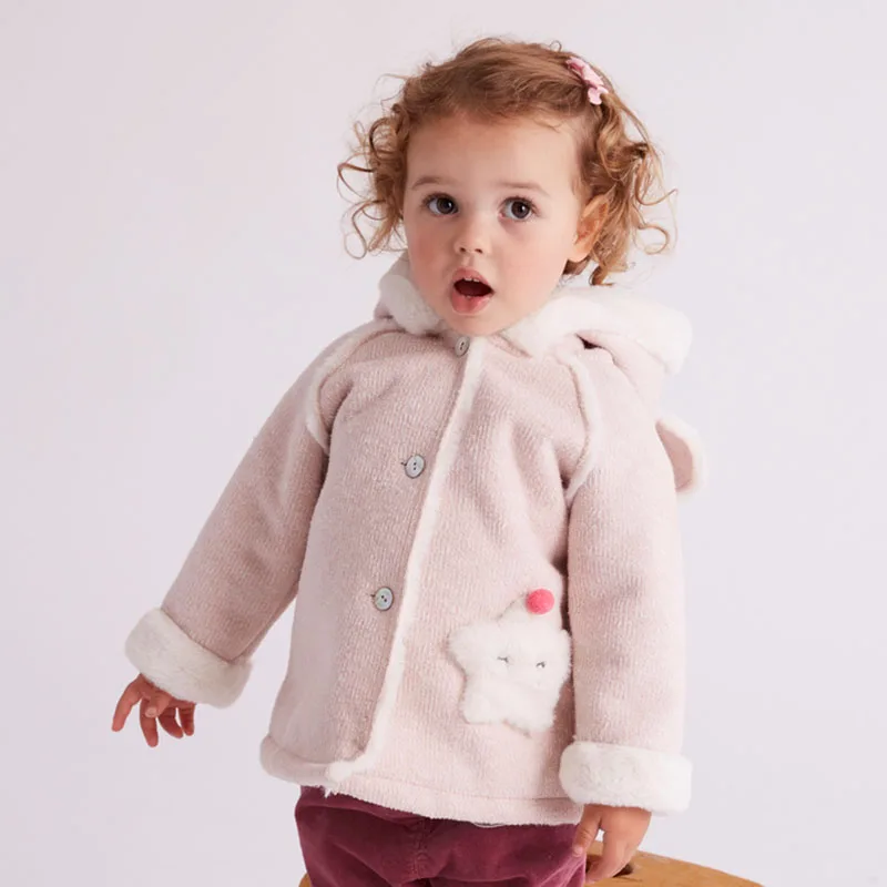 Autumn Winter Jackets Girls Kid Clothes Cute Little Star Fleece child