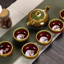 7 шт. чайные наборы 6 чайных чашек и 1 чайный горшок, фарфор Чайный набор кунг-фу