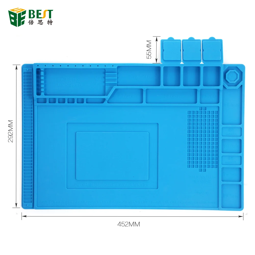 

45x30cm Heat Insulation Silicone Pad Desk Mat Maintenance Platform for BGA Soldering Repair Station with Magnetic Section
