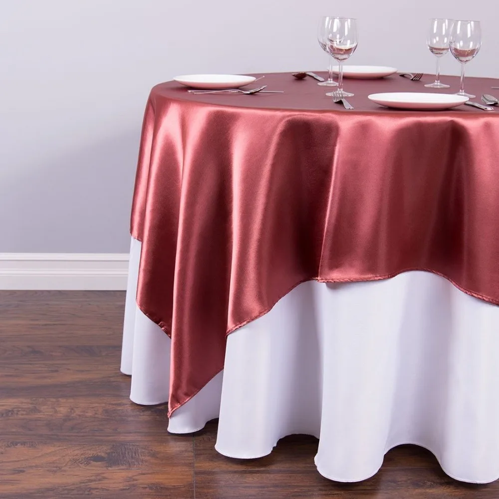10Pcs 60" x 60" Marsala Square Table Overlay For Round Wedding/Party