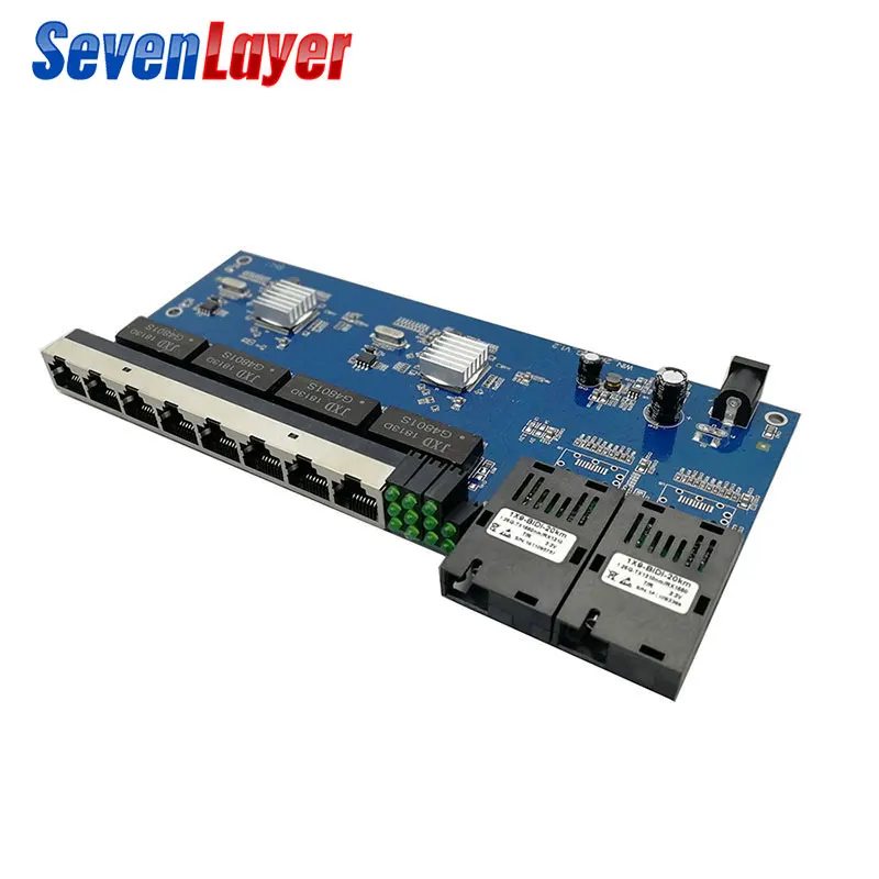 

Fiber Optical Media Converter Gigabit Ethernet switch 10/100/1000M PCBA 8 RJ45 UTP and 2 SC fiber Port Board PCB 2 pieces