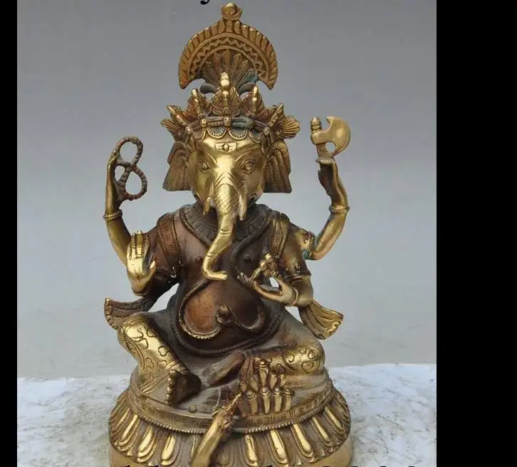 117703++11" tibetan brass 4 arms Elephant Jambhala buddha god evil
