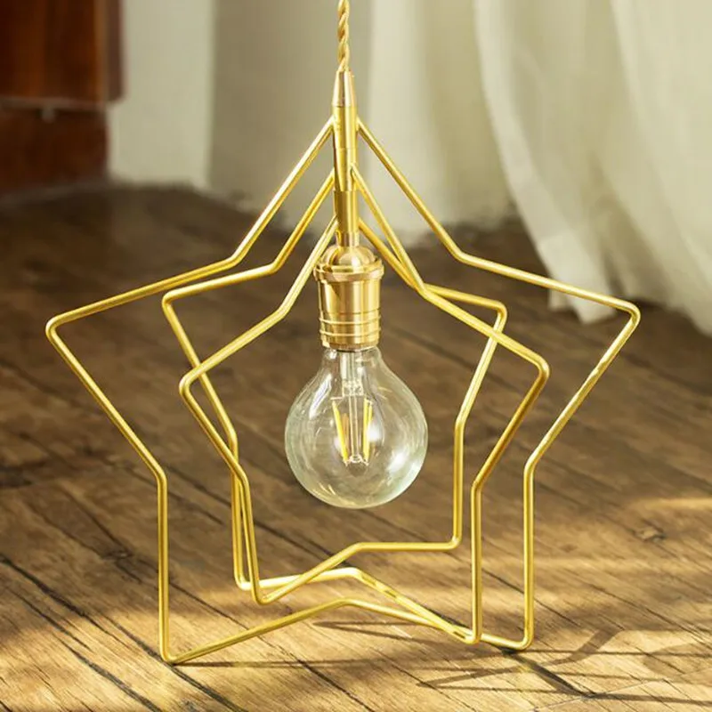 

Nordic Home Gold Pentagram Pendant Light Modern Loft Concise Iron Study Aisle Kitchen Hanging Lights Free Shipping