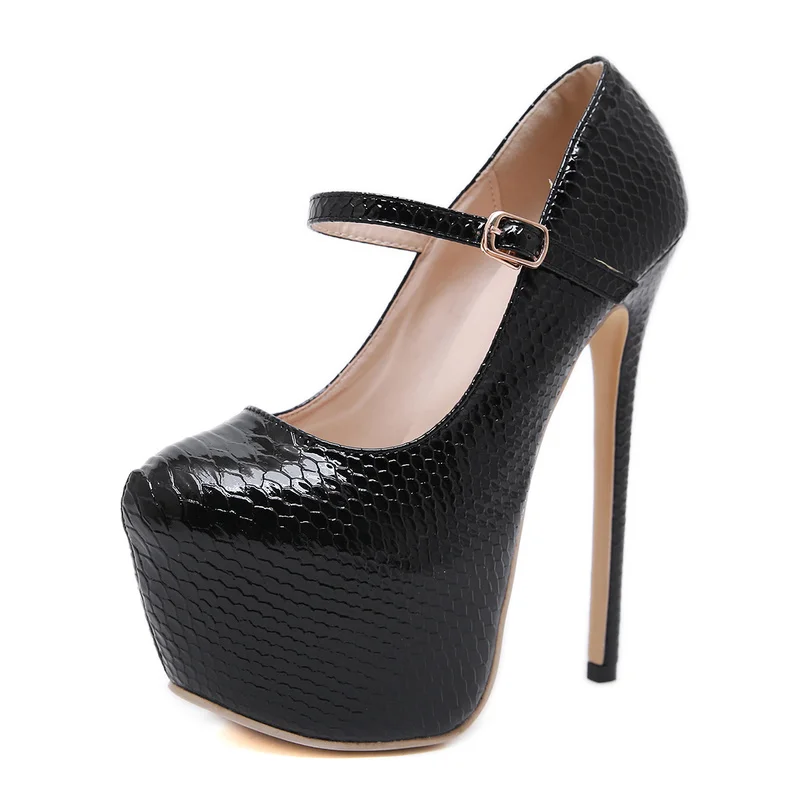 

DiJiGirls Sexy 2019 Super High Heels Dress Pumps for Woman Platform Heels Black Leather Stiletto Female Party Dance Shoes Spring
