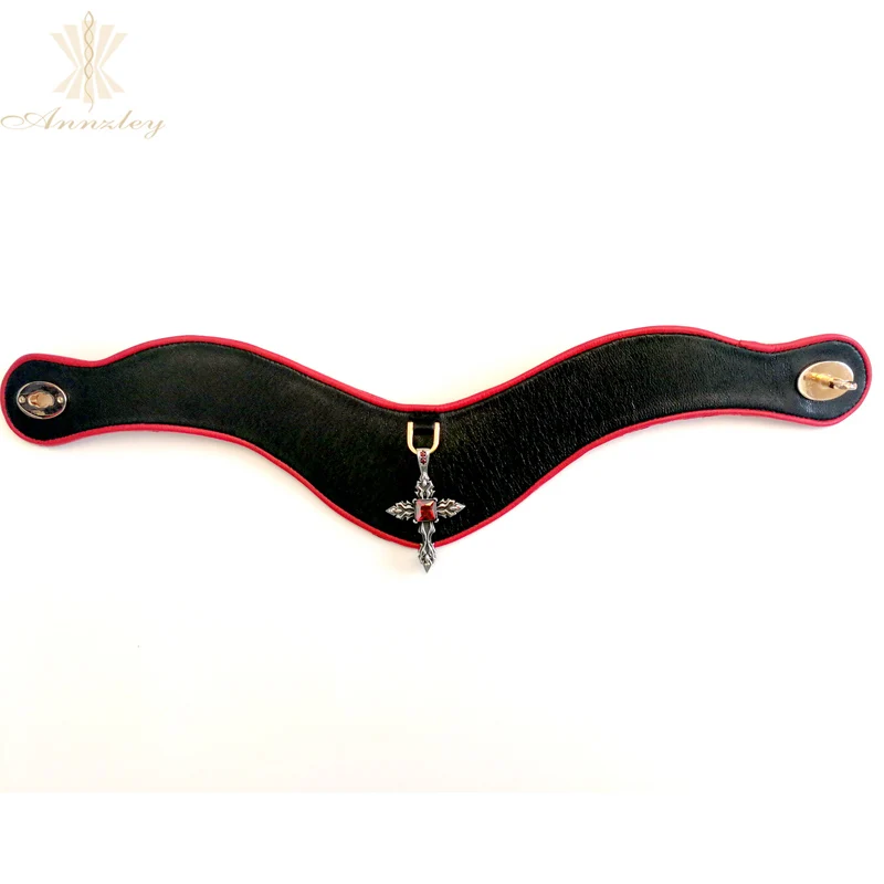Annzley Genuine Leather Gothic Punk Choker Collar Necklace Chain 2019 For Women Lady Chain (1)