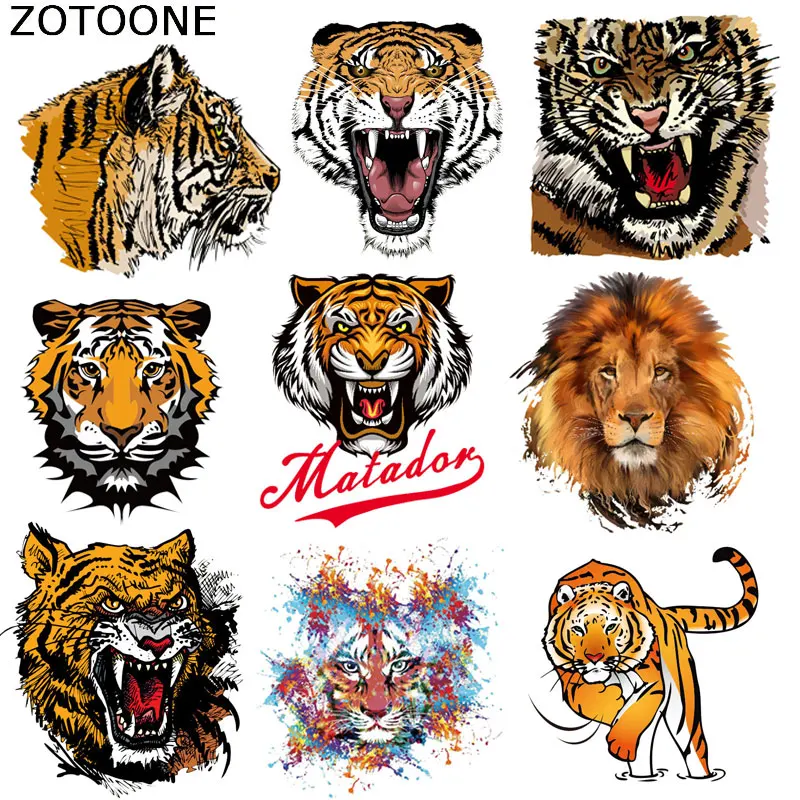 

ZOTOONE Cool Tiger Patches Iron on Patches for Clothes DIY T-shirt Jacket Hoodie Grade-A Thermal Transfer Stickers for Kids E