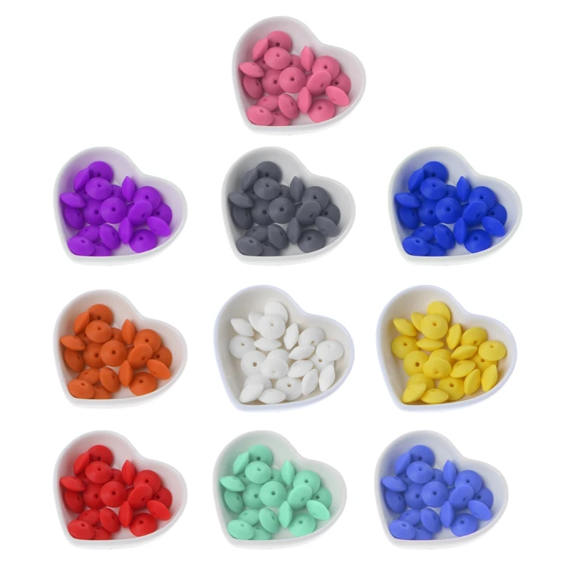 20pcs Lentil Abacus Teething Silicone Beads Diy Teether Necklace Toys Baby Care