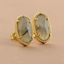 Женские серьги из Лабрадорита золотого цвета, серьги-гвоздики высокого качества, элегантное Подарочное кольцо