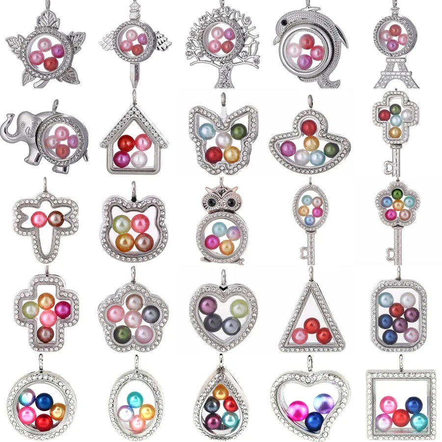 New 2pcs Empty Empty Heart Shape Living Memory Floating Locket Pendant 42*36*8mm