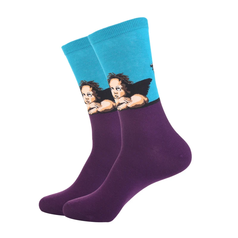 Евро 35-43 мужские, повседневные носки с арт-абстрактной живописью, хлопковые носки для женщин и мужчин, ретро уличная мода, спортивные длинные носки, оптом - Цвет: 1505