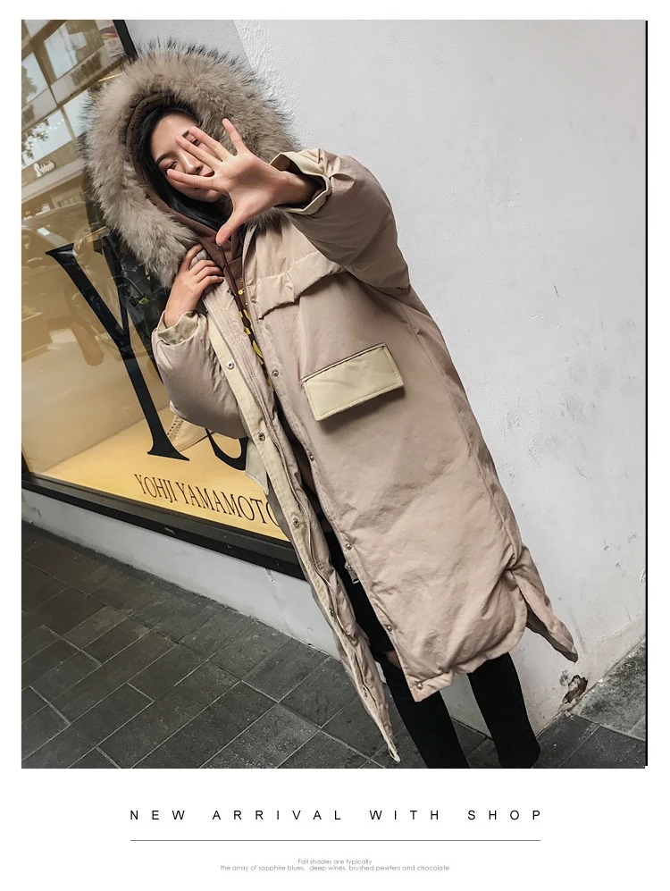 30 Degree Women Winter Coat Thick Warm Ladies Down Jacket Parkas Duck Cotton Large Real Fur Collar Long Female Overcoat