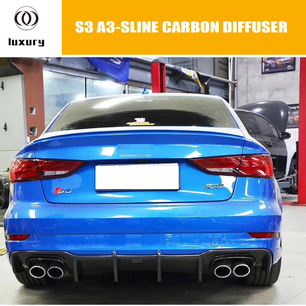 

Carbon Fiber K Style Rear Bumper Lip Diffuser for Audi A3 Sline & S3 Bumper Sedan 4 Door 2017 2018 2019 ( Not fit Standard A3 )