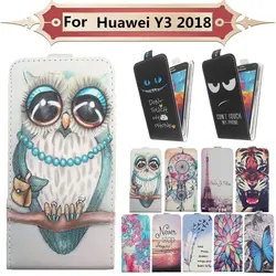 Мода 11 Цвета мультфильм шаблон вверх и вниз Флип кожаный чехол для huawei Y3 2018