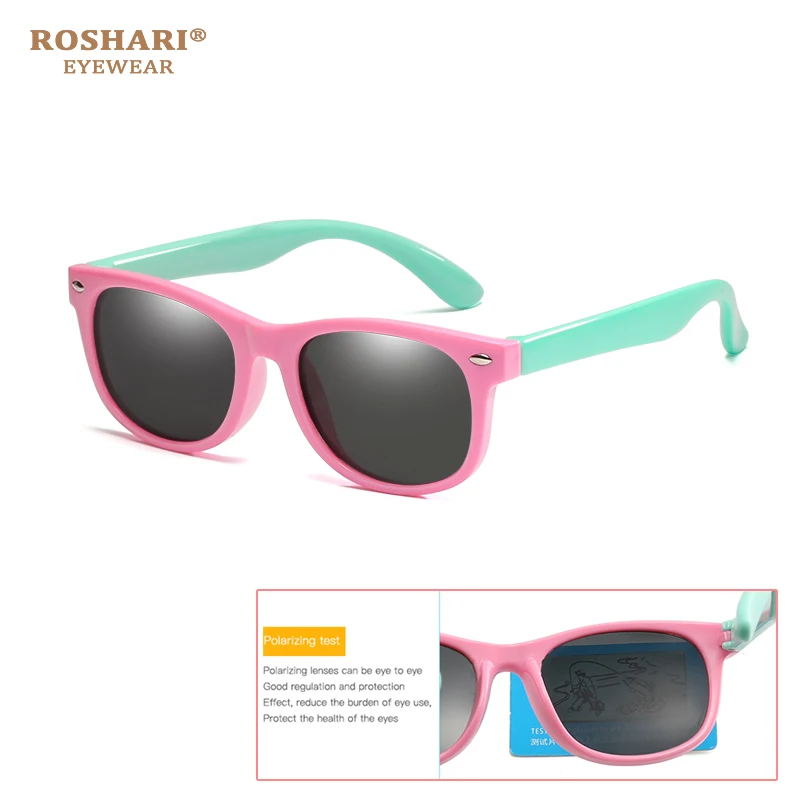 ROSHARI поляризованные солнцезащитные очки для детей Мальчики Девочки поляризованные силиконовые защитные солнцезащитные очки подарок для детей Детские UV400 Gafas RCH001