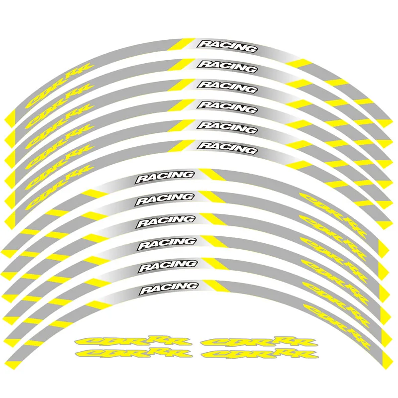 Новая высококачественная наклейка для колес мотоцикла, 12 шт., светоотражающий обод в полоску для Honda CBR250RR CBR600RR CBR1000RR CBR300RR CBRRR - Цвет: 4
