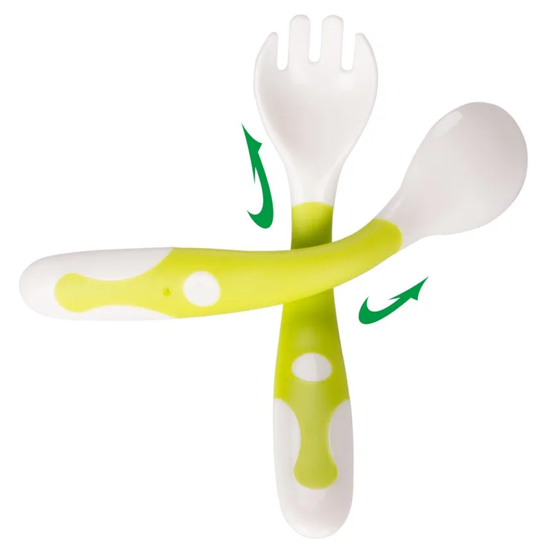 

Baby Utensil Spoon Fork Set with Travel Safe Case Toddler Babies Children Feeding Training Spoon Easy Grip Heat-Resistant