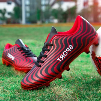 

Long Spikes Indoor Soccer Shoes Football Shoes Men Soccer Cleats AG Boots Sneakers Soft Men Lawn Games Good Quality35-45
