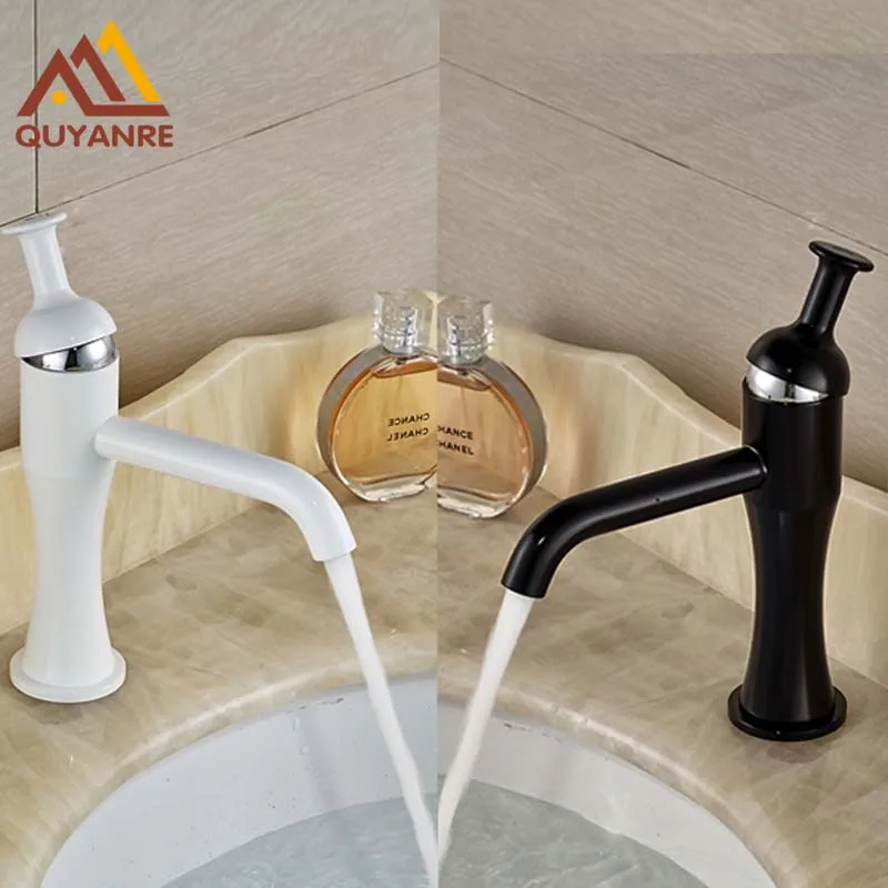 

New Design White and Black Basin Faucet Bathroom Washing Sink Tap Single Level Mixer Tap